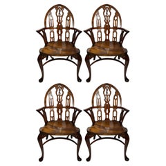 Retro Set of 4 Handmade English "Victoria and Albert" Style Oak Windsor Chairs