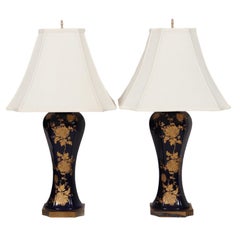Japanese Style Ceramic Table Lamps, a Pair