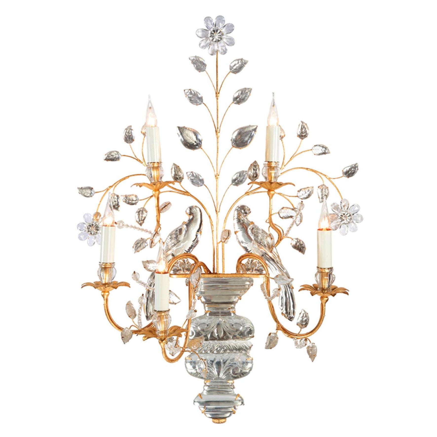 Certified Maison Bagues Sconce, Iron and Crystal 5 Lights #18075 For Sale