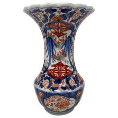 Antique Japanese Imari Porcelain Fluted Vase, Circa 1890-1910