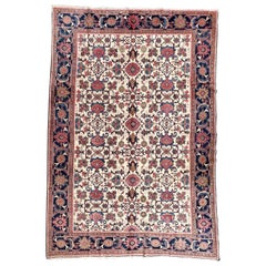 Antique Persian Mahal rug with Ivory, Pink, All-Over Pattern, hand knotted wool