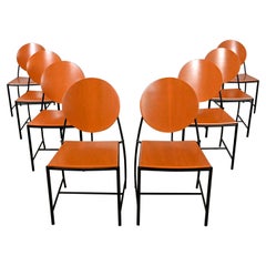 Vintage Postmodern Dakota Jackson Vik, Ter 1 Orange Dining Chairs Set of 8