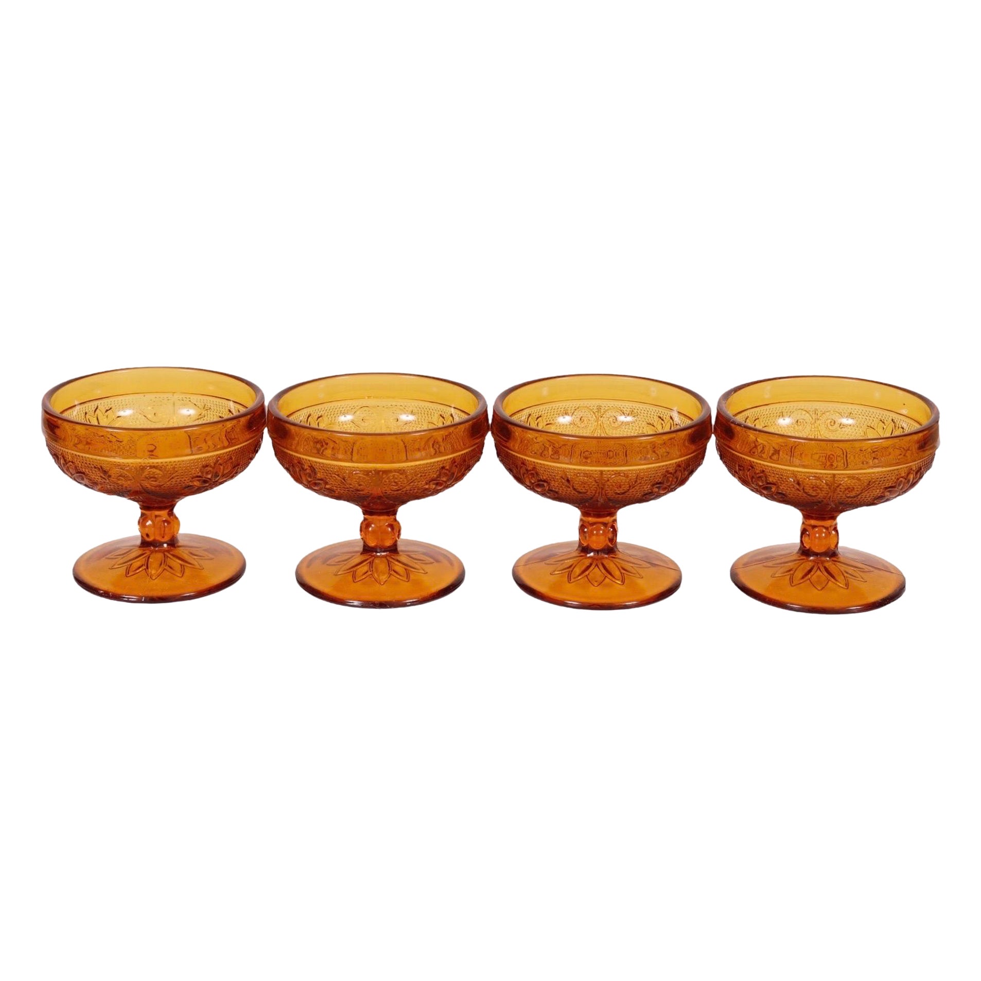 Tiara Amber Glass Dessert Bowls - Set of 4