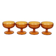 Tiara Amber Glass Dessert Bowls - Set of 4