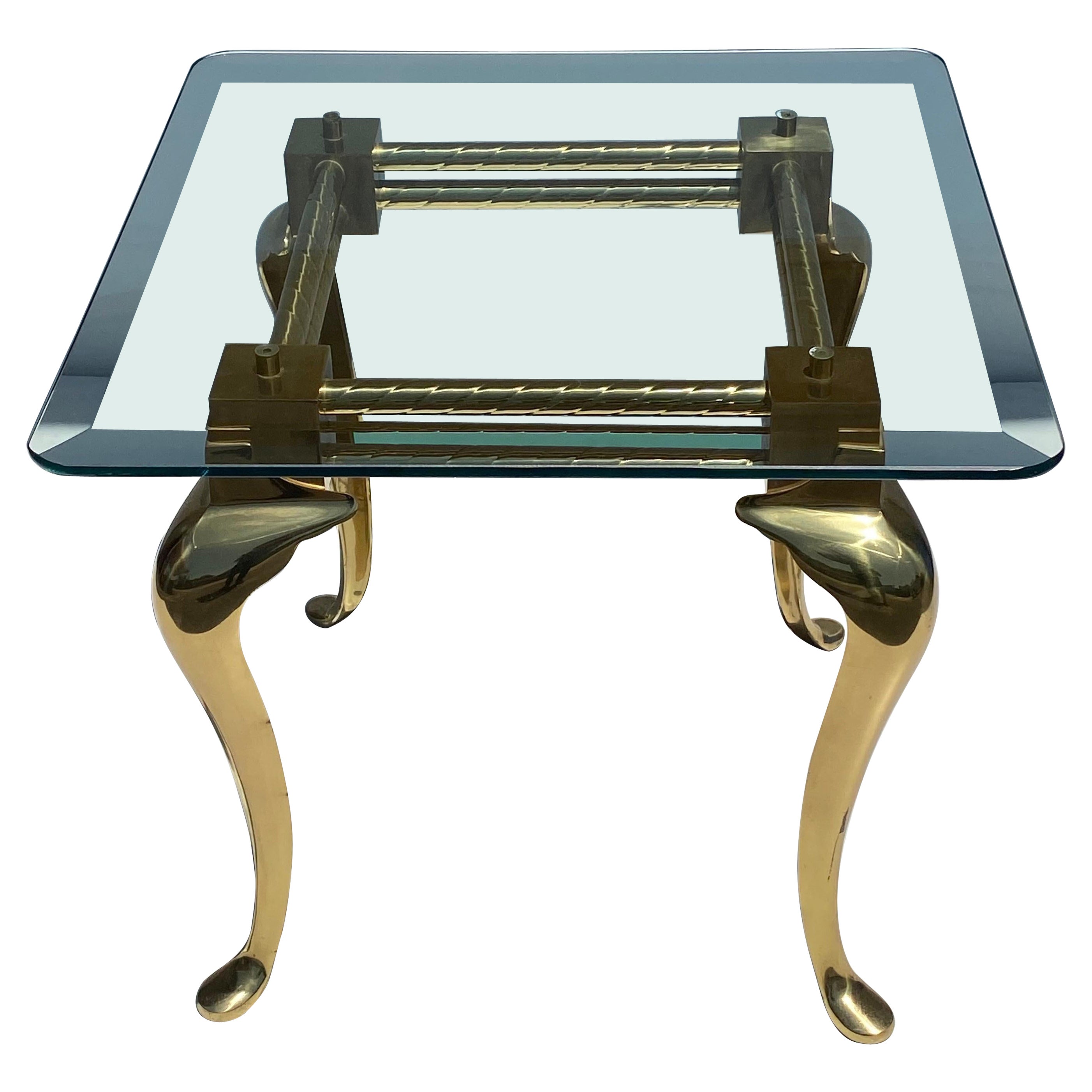 Brass Cabriolet Leg Side / End Table For Sale
