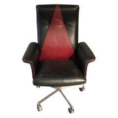 Sedia da scrivania Pierre Cardin in pelle e metallo
