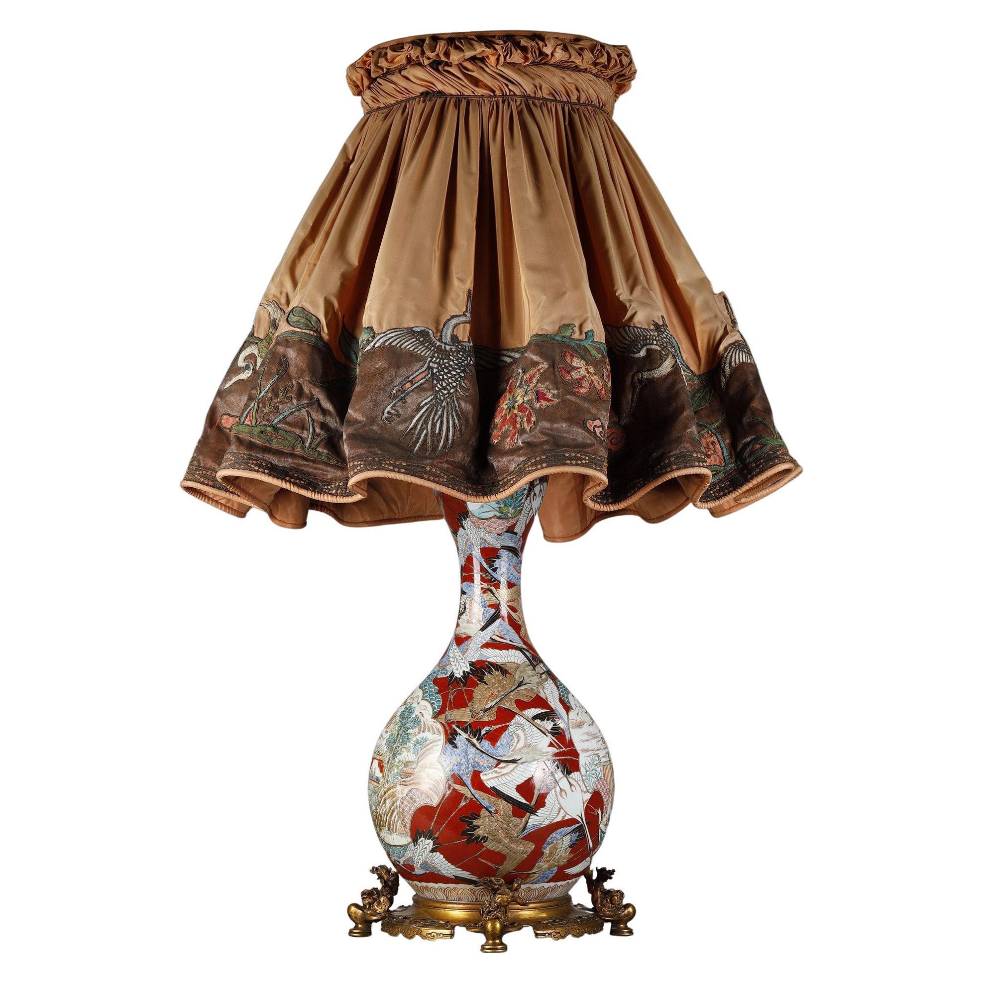 Lampe de style japonais attribuée à E. Lièvre & F. Barbedienne, Japon-France, vers 1880 en vente
