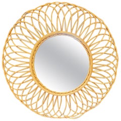 Specchio in rattan, 1970 circa