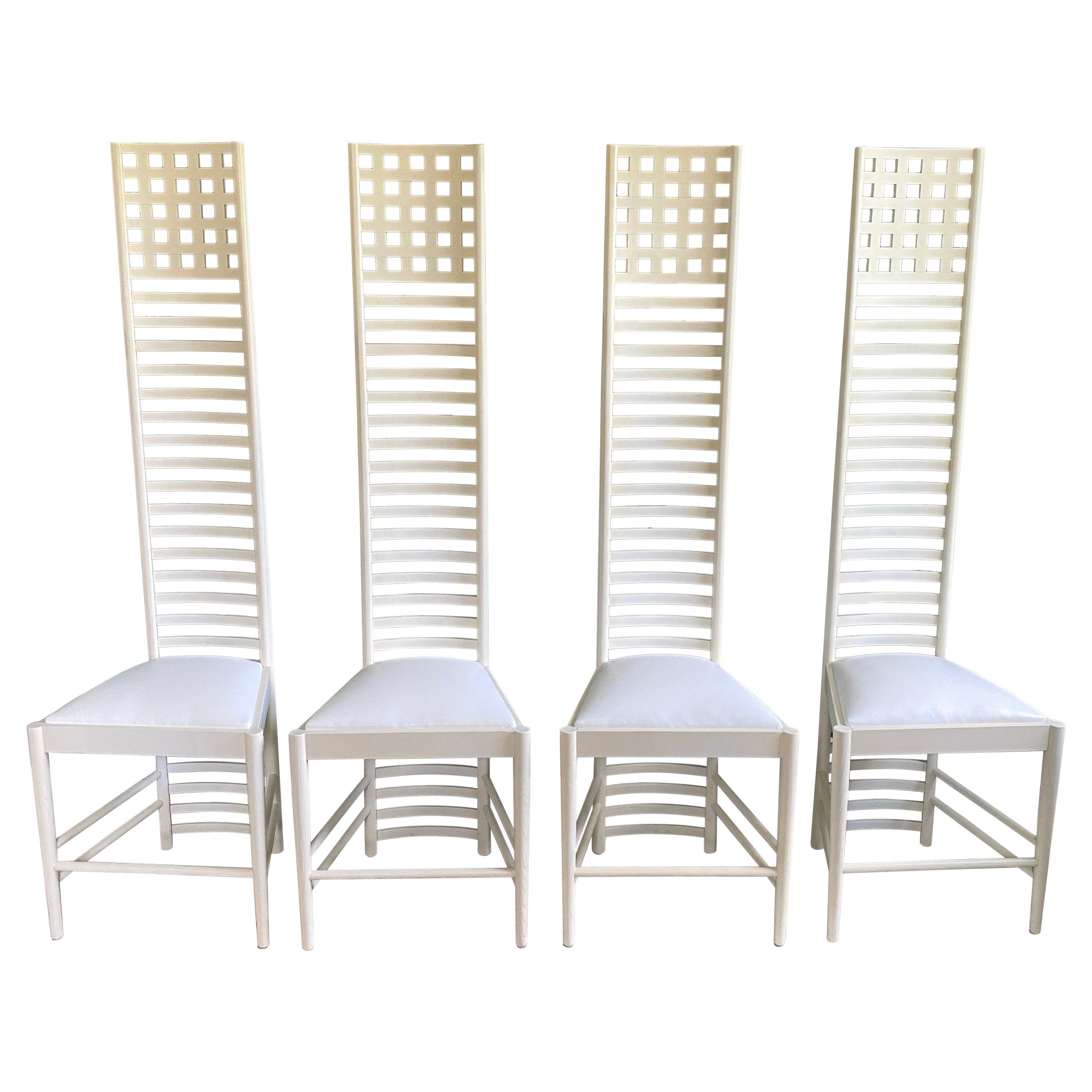 Set of Four, Charles Rennie Mackintosh-Style High Back Chairs by Gordon Mfg.