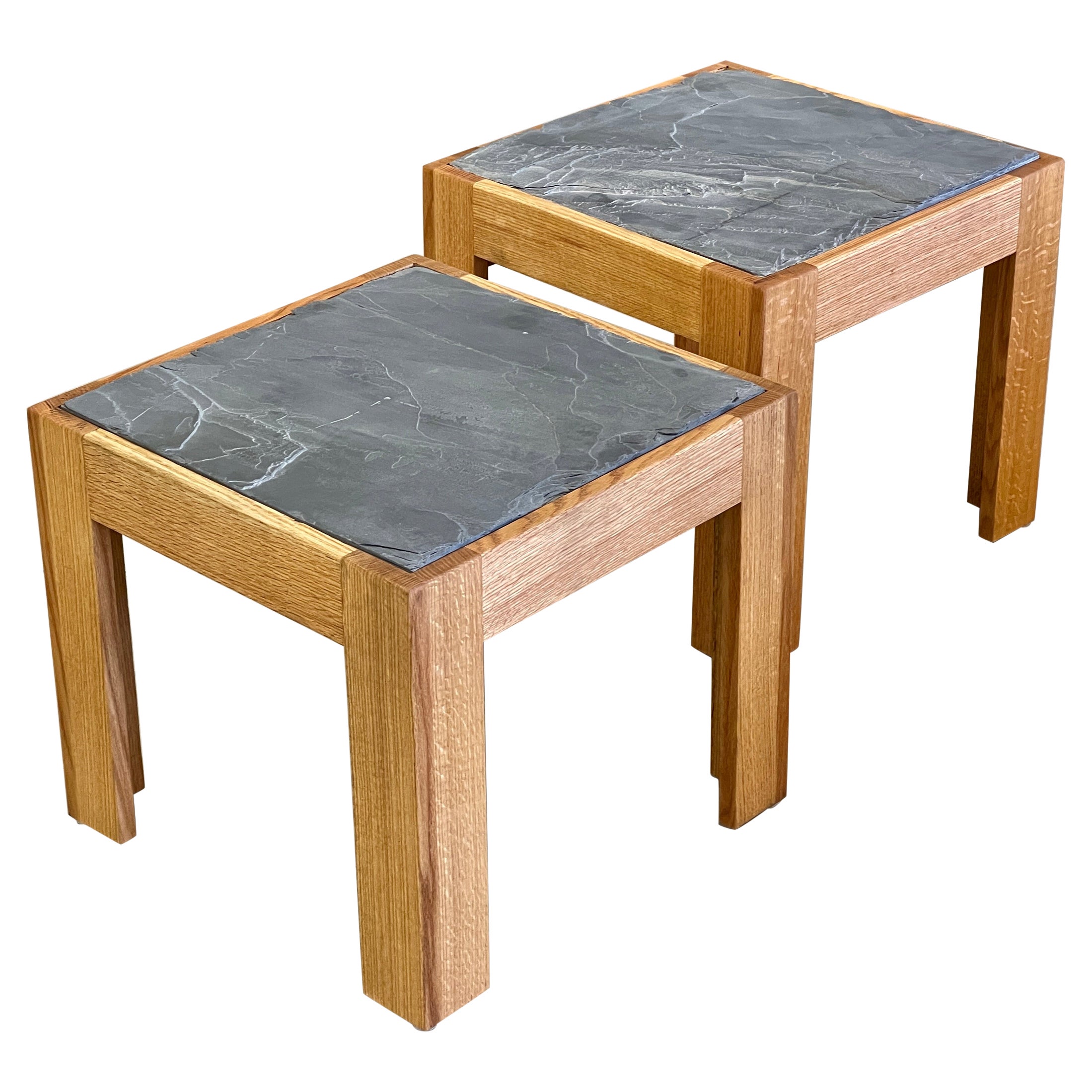 Tische aus Eichenholz mit Schieferplatte