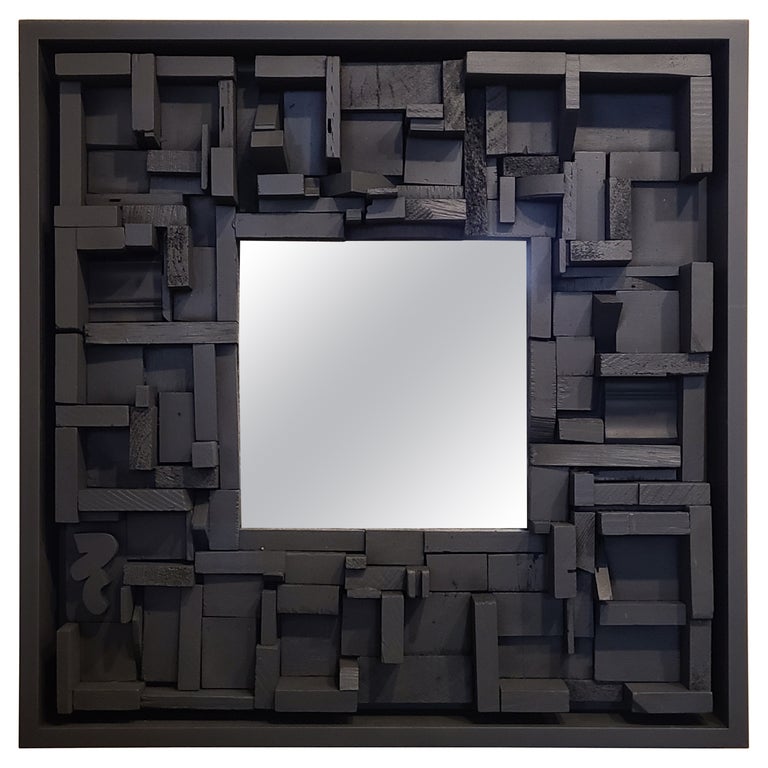Louise Nevelson Style Mirror, circa 1960 For Sale