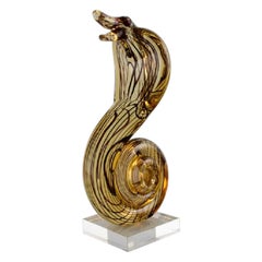 Vintage Rare Murano Sculpture in Mouth Blown Art Glass, Cobra Snake, 1960s