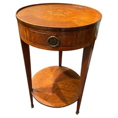 19th Century French Mahogany Inlaid Round Side Table in Louis XVI Style