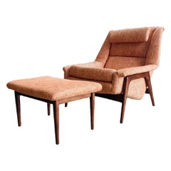 Folke Ohlsson Walnut Lounge Chair & Ottoman for DUX