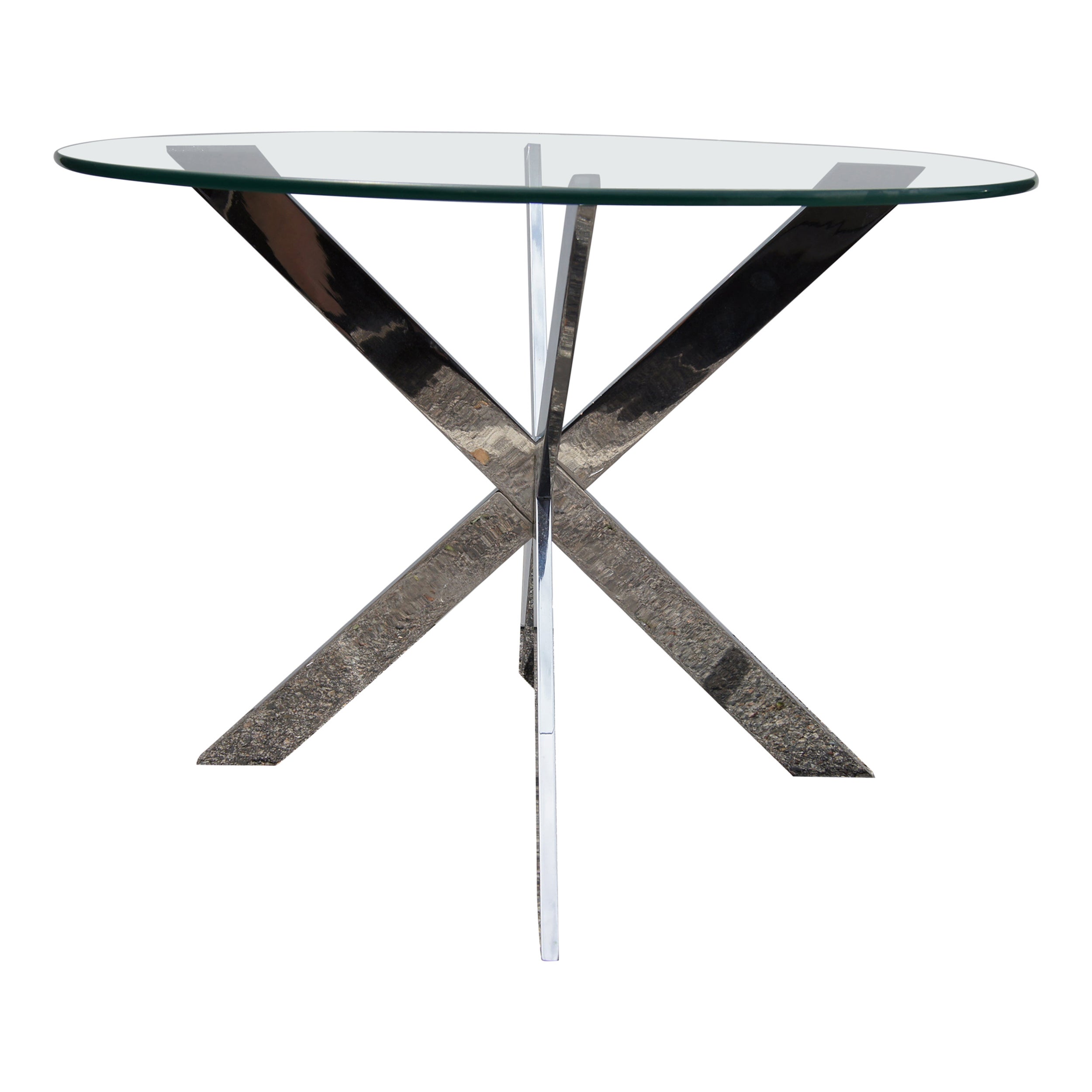 Chrome Double X-Base Side Table by Leon Rosen for Pace