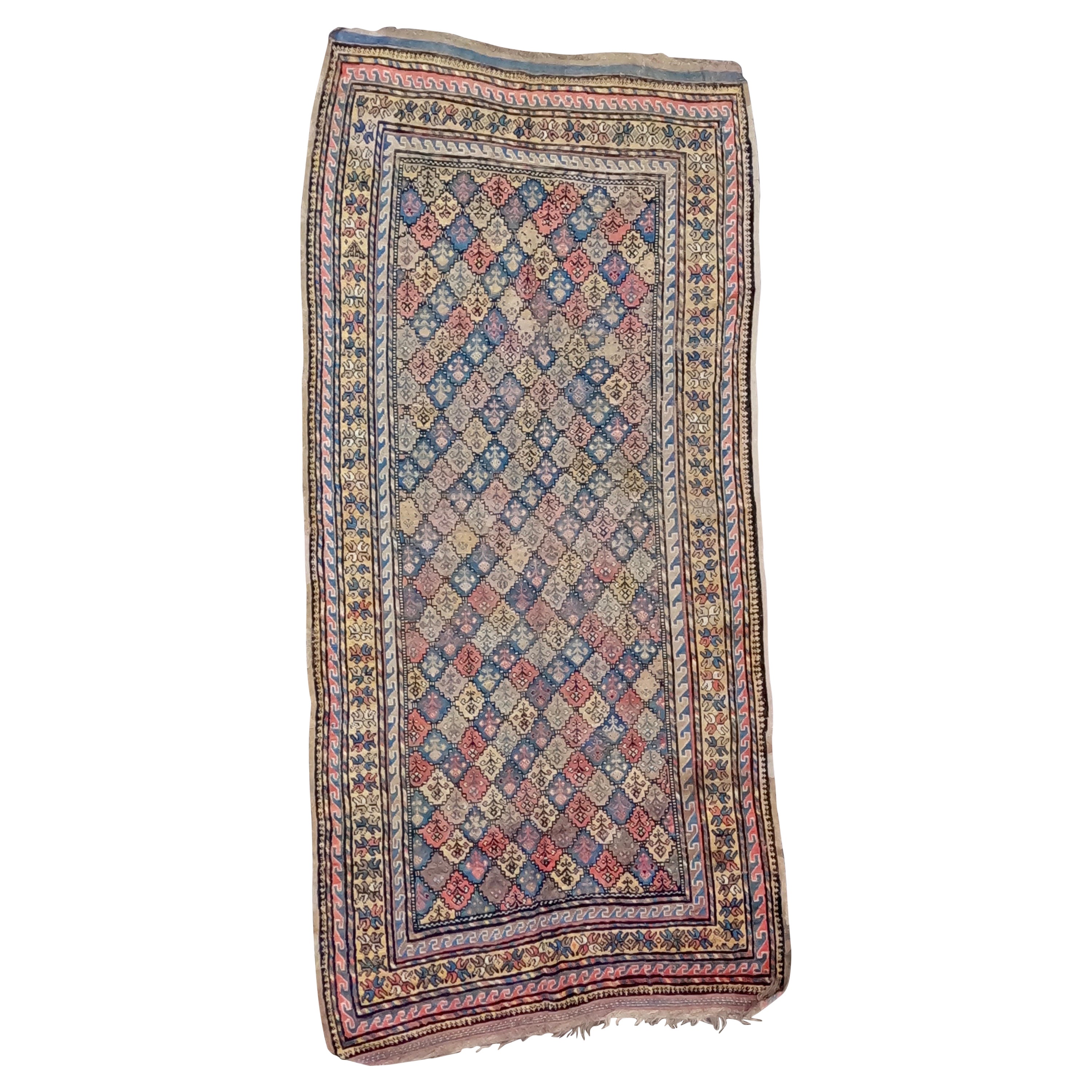 Antique Kurdish Kazak Corridor Rug, circa 1920