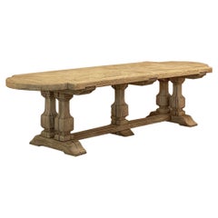 Antique Country French Banquet Table in Stripped Oak