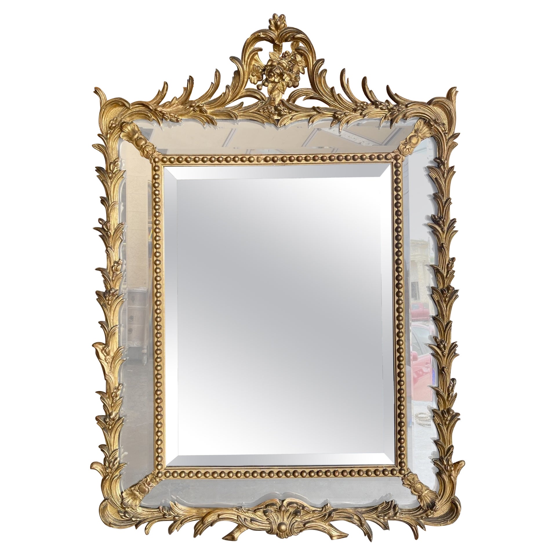 19th Century, French, Louis XV Style Carved and Gilt Wood Mirror For Sale