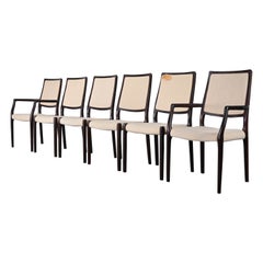 Set of Six J.L.Moller Indian Rosewood Model 65 Dining Chairs