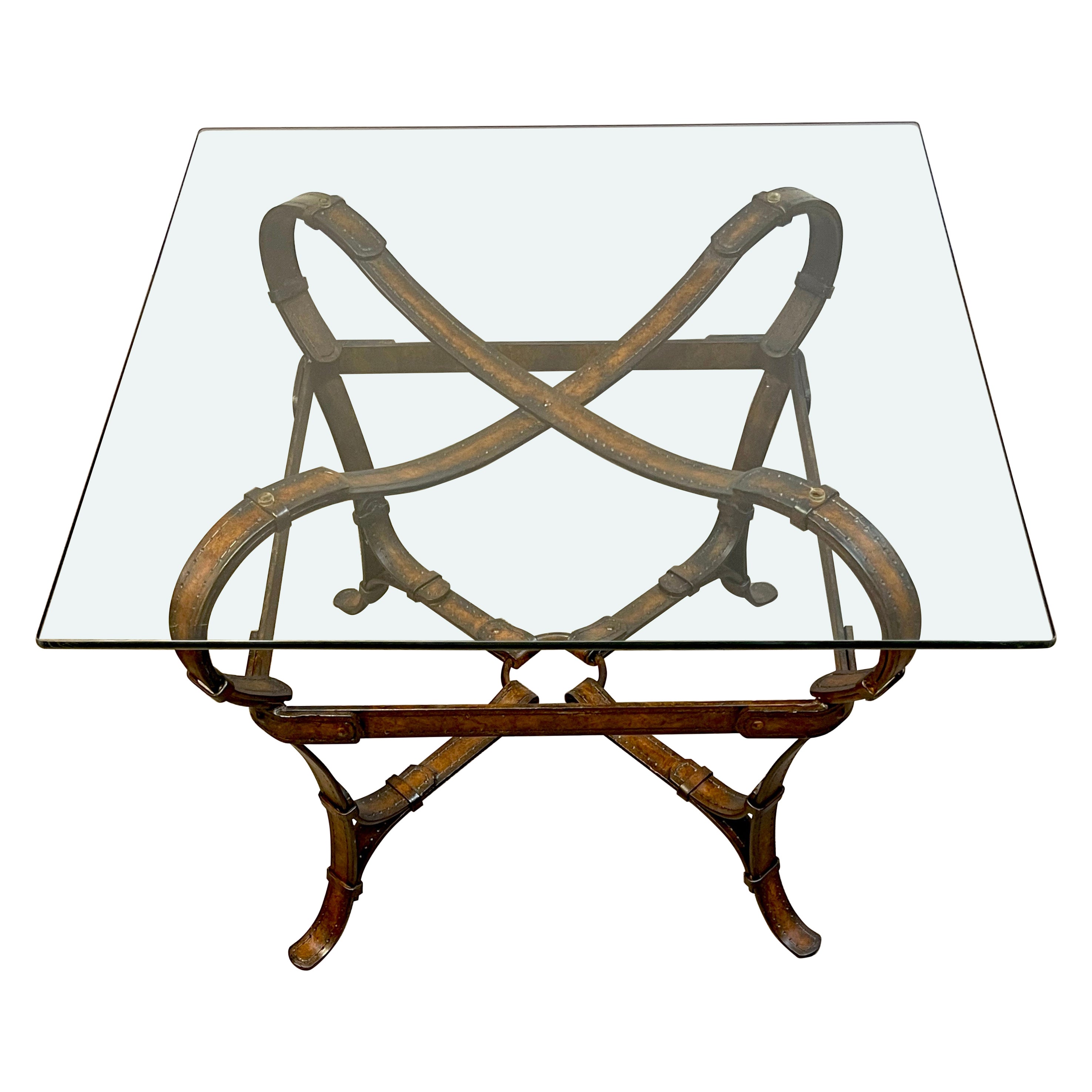 Table d'appoint sculpturale en fer forgé et polychromé de style équestre Hermès 
