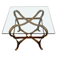 Hermes Style Equestrian Sculptural Forged & Polychromed Iron Side Table 
