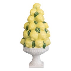 Mid-Century Italian Majolica Lemon Topiary Table Centerpiece