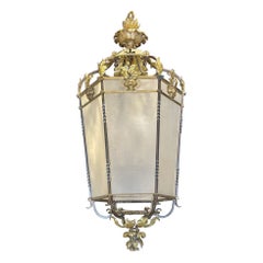 Antique 19th Century French Louis XV Style Steel and Gilt Brass Lantern