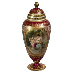 Antique Austrian Royal Vienna Hand Painted & Enamel Decorated Portrait Urn c1890