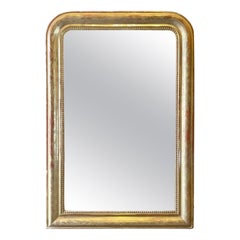 19th Century, Gold Louis Philippe Mirror with Floral Pattern