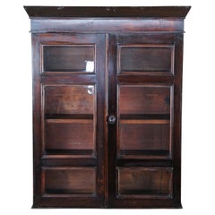 Antique Victorian American Mahogany Wall Hanging Curio Display Cabinet Bookshelf