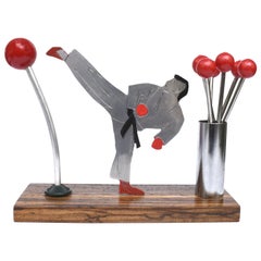 Art Deco Novelty Cocktail Sticks 'Kick Boxer' By Sudre, French, 1930's