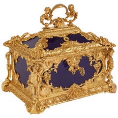 Goldbronze-gefasste KPM-Porzellanschatulle im Stil Louis XVI.