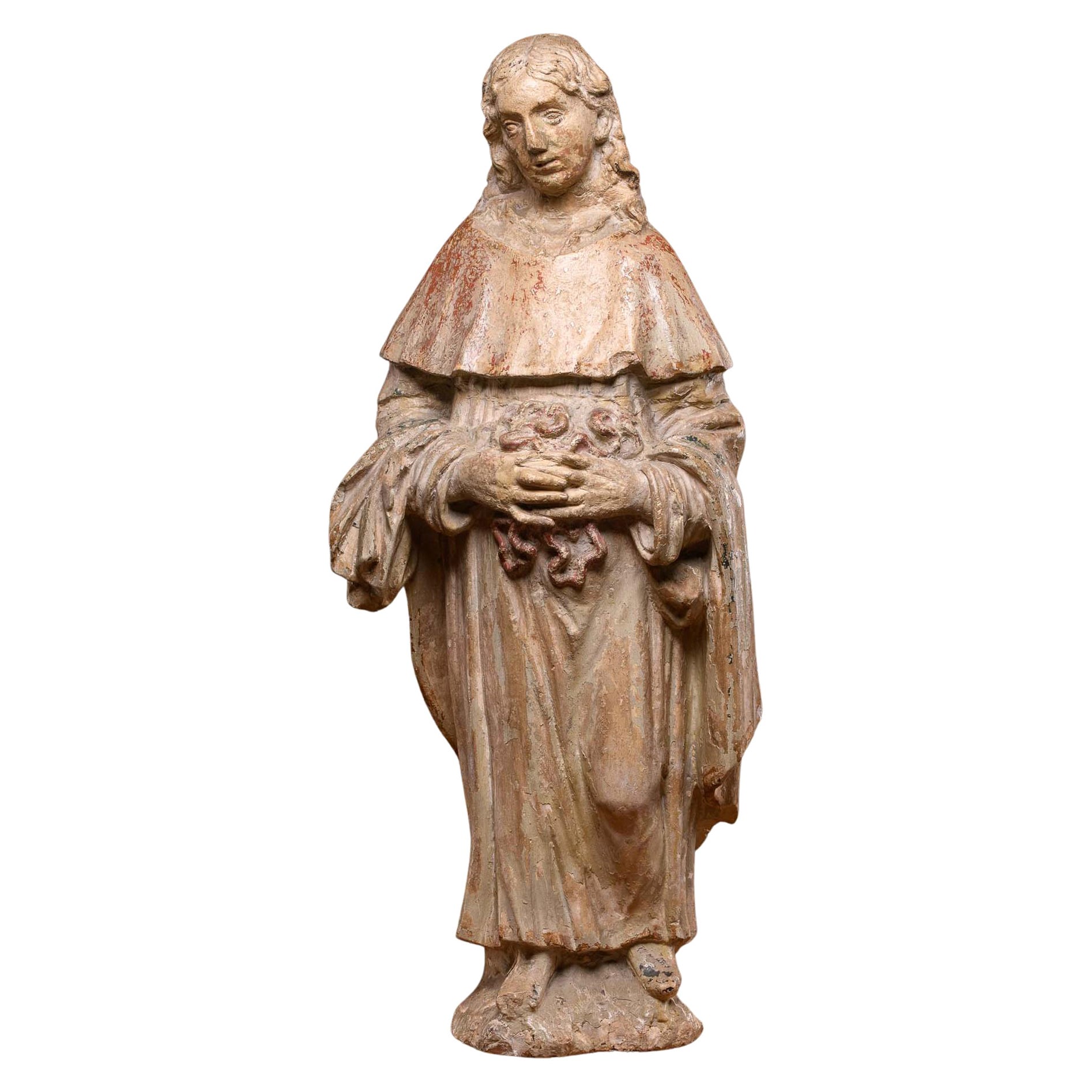 17th C Stone statue of Saint Erasmus or Saint Elmo For Sale