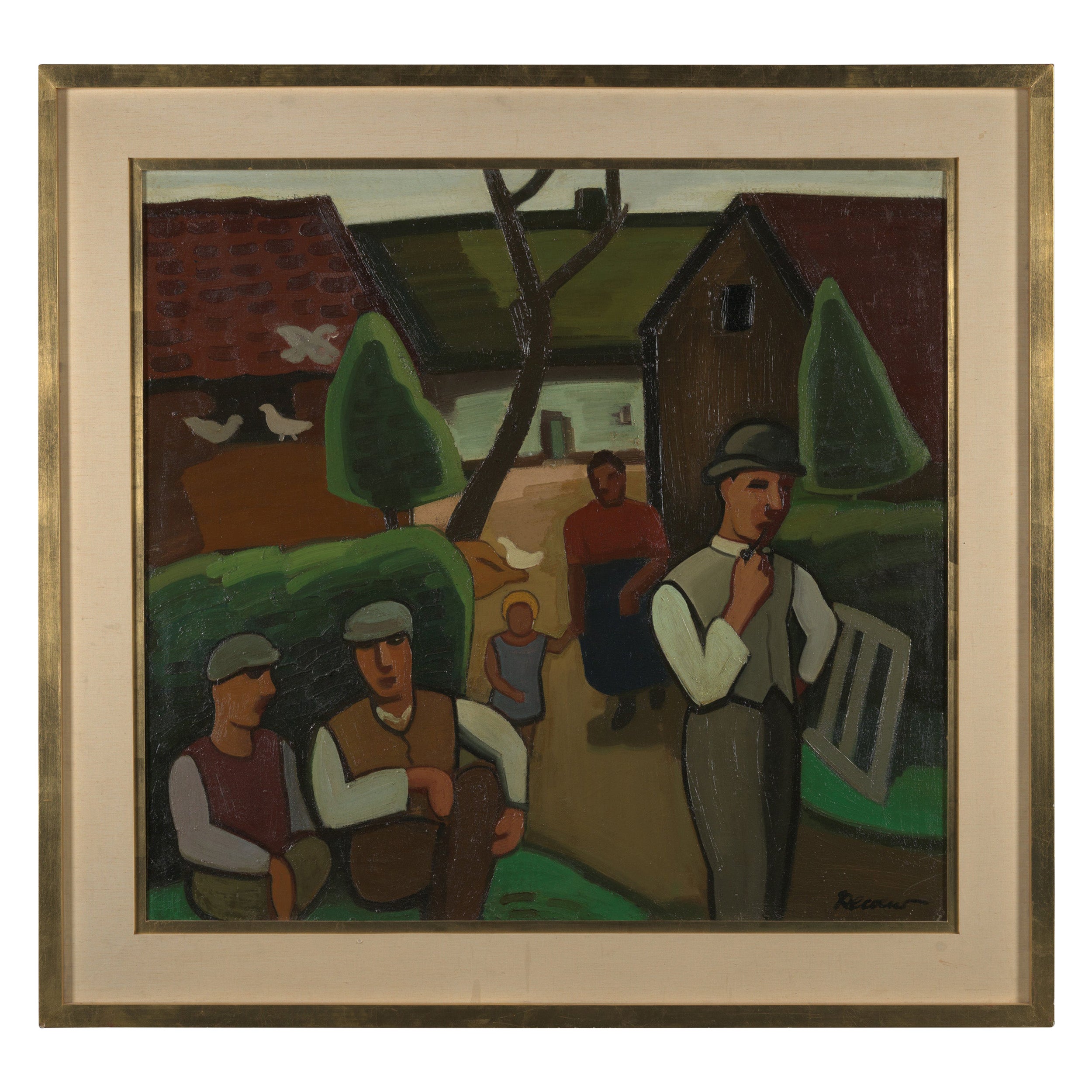 20th C, Attributed to Louis François Decoeur, Farming Family on a Sunday Morning For Sale