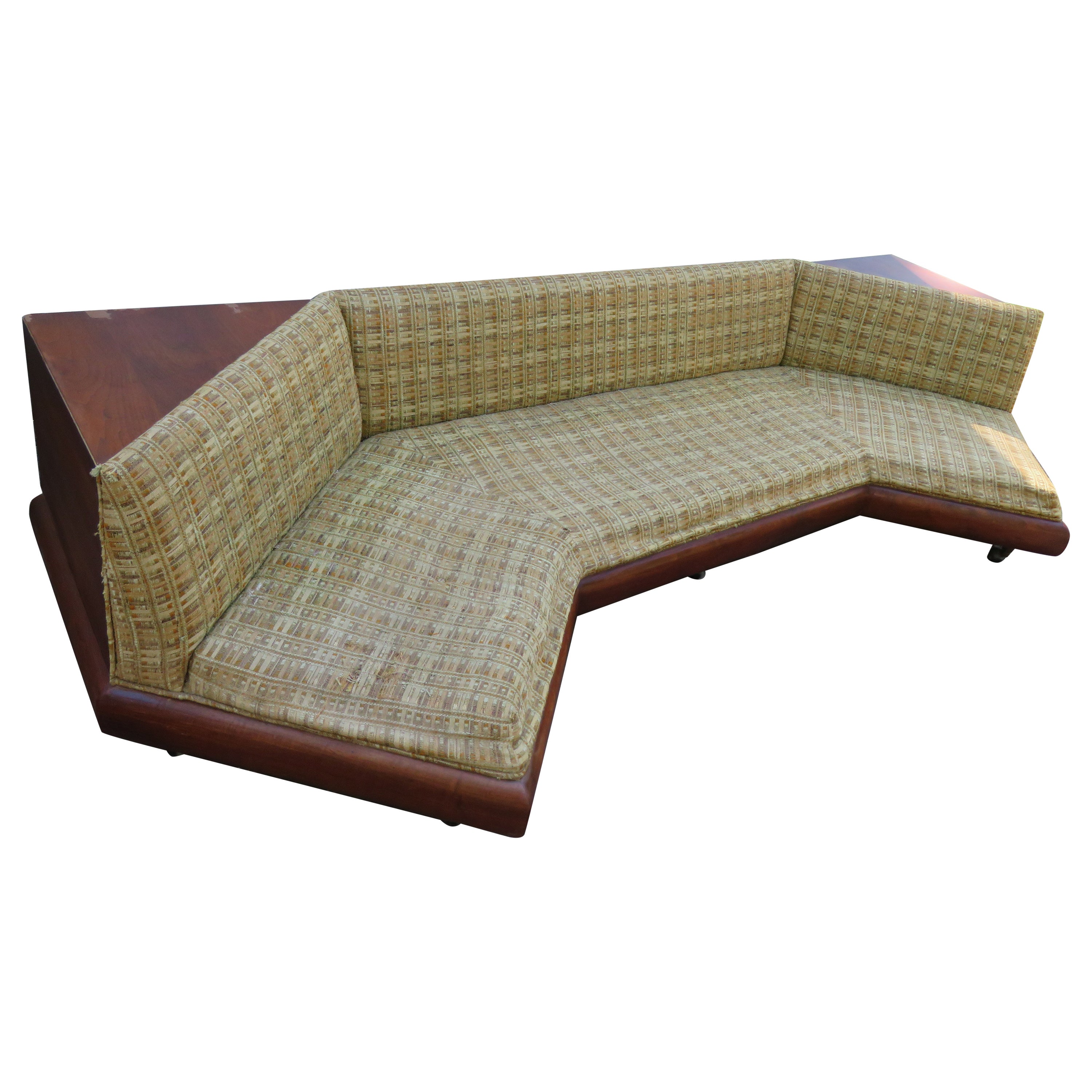 Unusual Adrian Pearsall Boomerang Walnut Sofa Mid-Century Modern For Sale