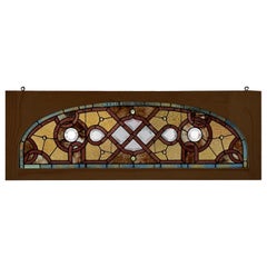 Finestra ad arco con vetro colorato della fine del 19° secolo, nuova cornice in Wood