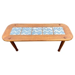 Mid Century Tile and Wood Coffee Table