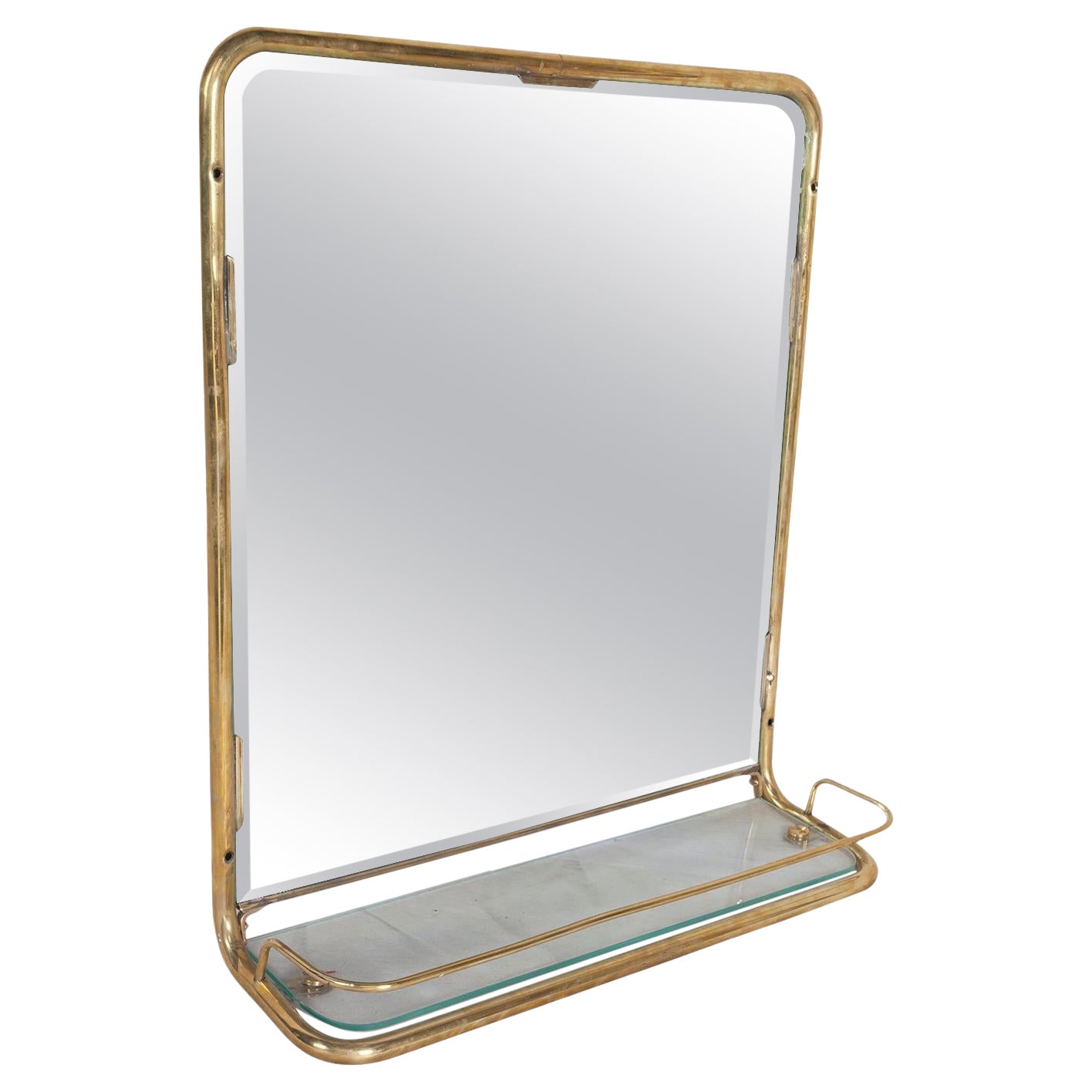 Nautical Brass Mirror from a Ship's Stateroom, circa 1960s
