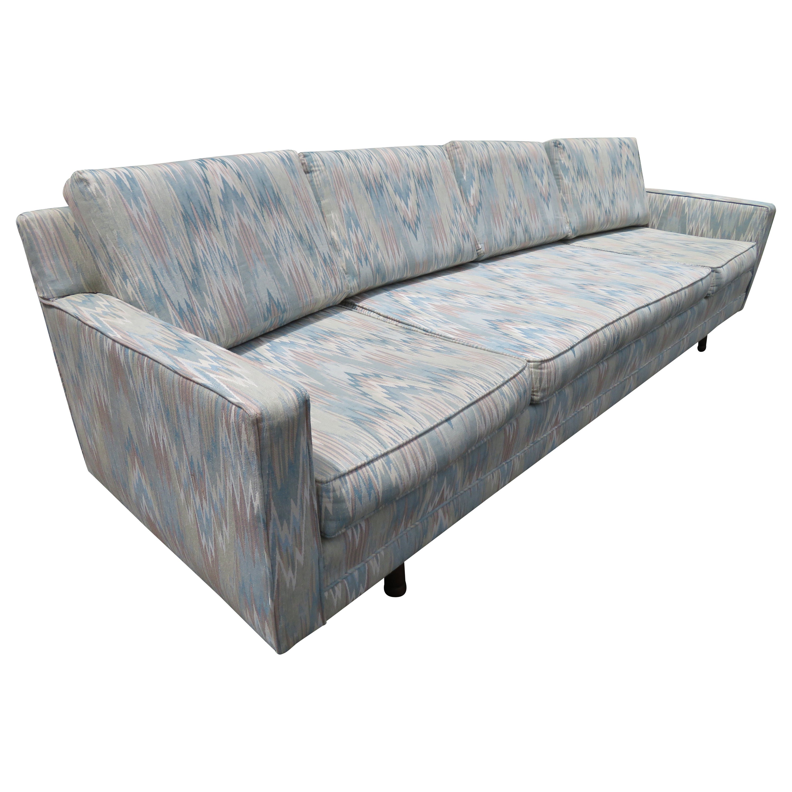 Handsome Wormley Dunbar Style Curved 4 Seater Sofa Mid-Century Modern For Sale