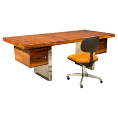 Rosewood Floating Executive Desk by Roger Sprunger for Dunbar, c 1970, Signed