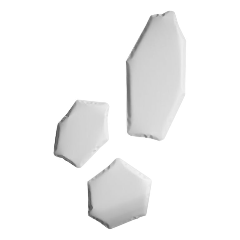 Tafla C4 White Matt Stainless Steel Wall Mirror by Zieta For Sale
