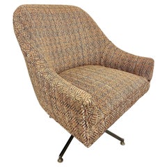 Mid-Century Modern Swivel Tweed Lounge Chair, Office Chair