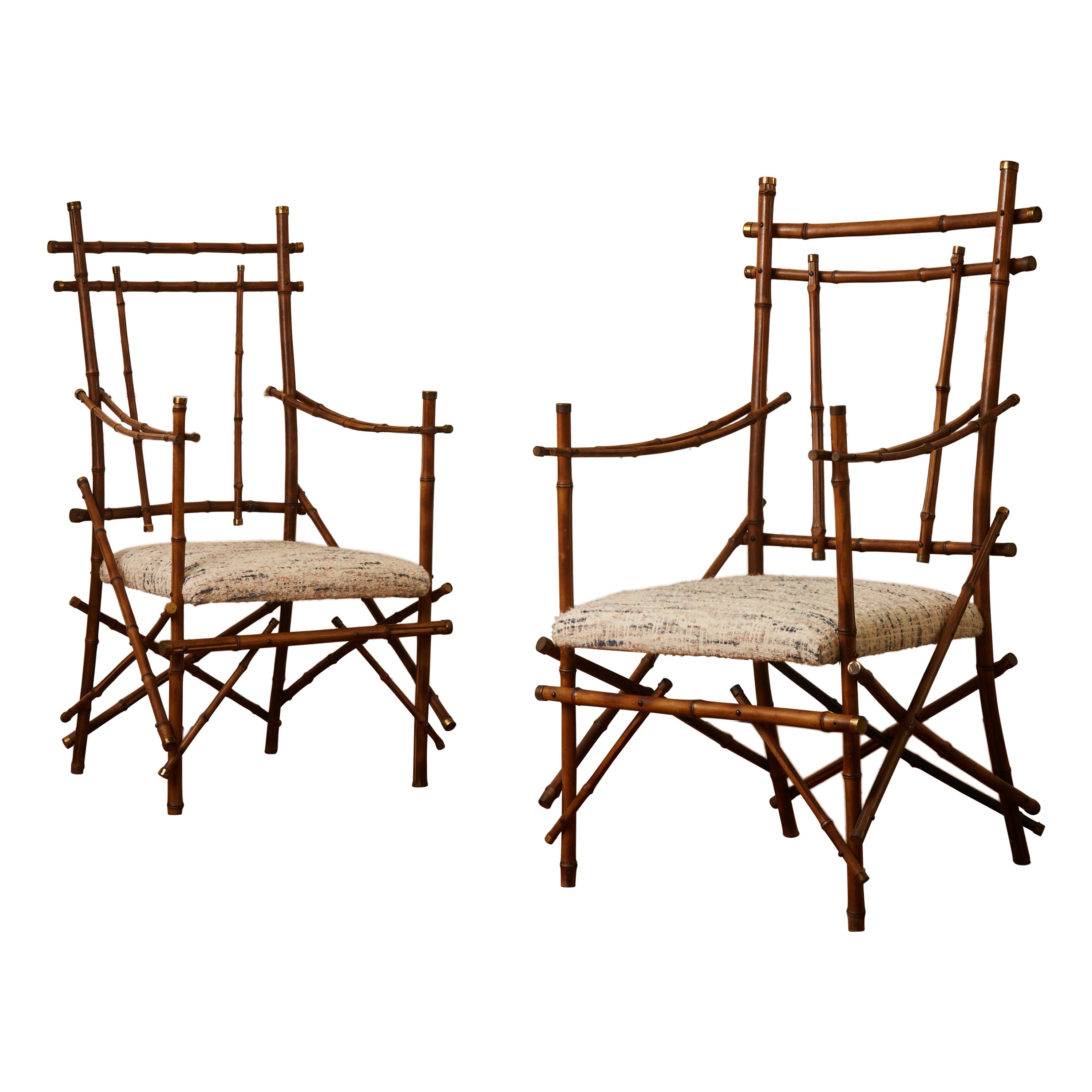 Vintage Bamboo Armchairs, Italy, 1970s For Sale