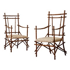 Vintage Bamboo Armchairs, Italy, 1970s