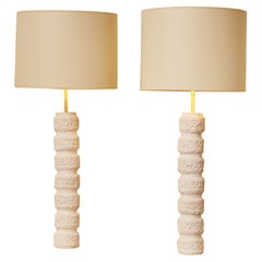 Pair of Table Lamps in Plaster by Lynx