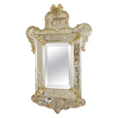 Venetian Murano Etched Plate Mirror Italy, 1930's