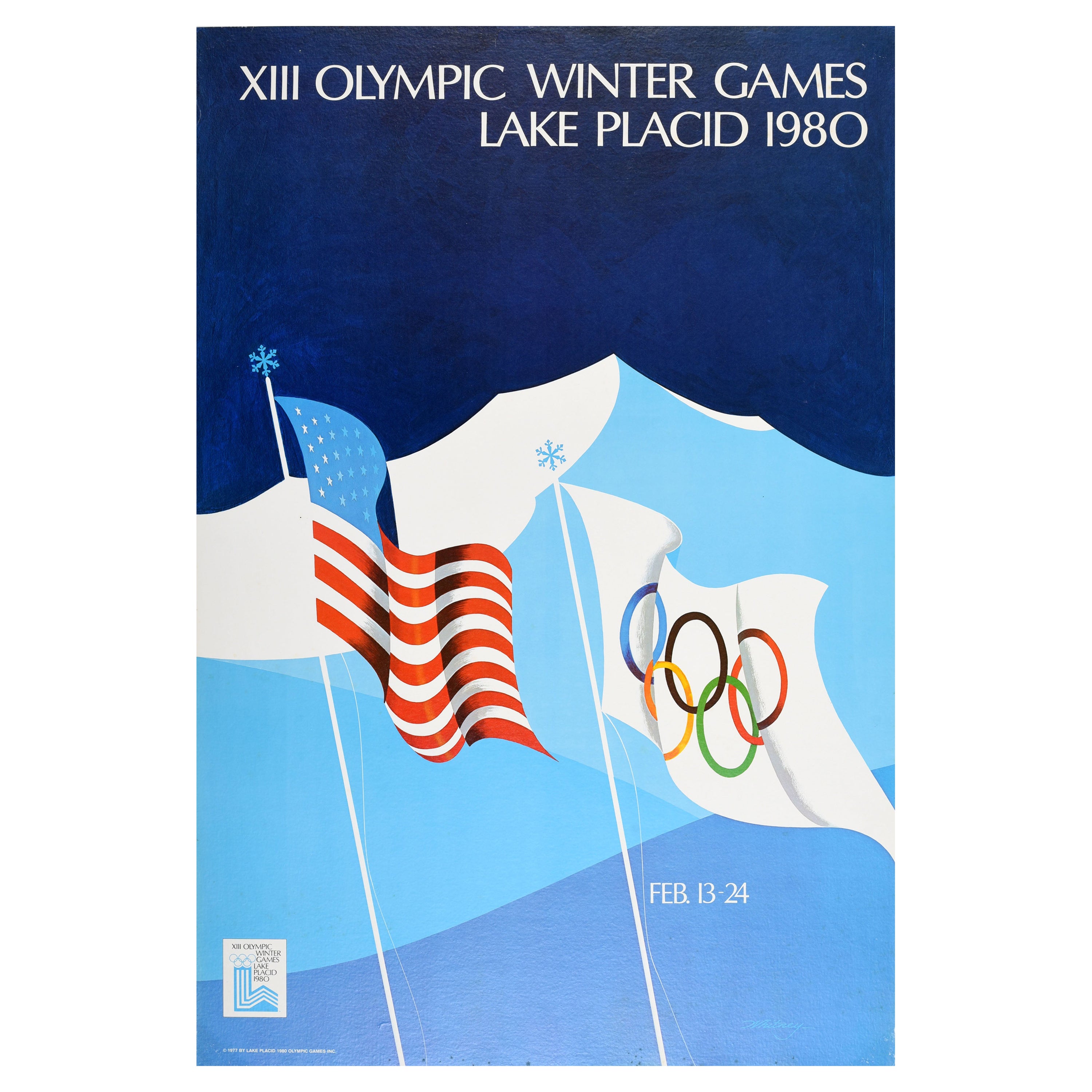 Original Vintage Poster Winter Olympic Games Lake Placid New York Ice 