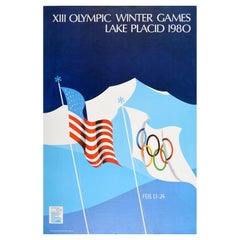 Original Vintage Sport Poster XIII Olympic Winter Games Lake Placid 1980 America