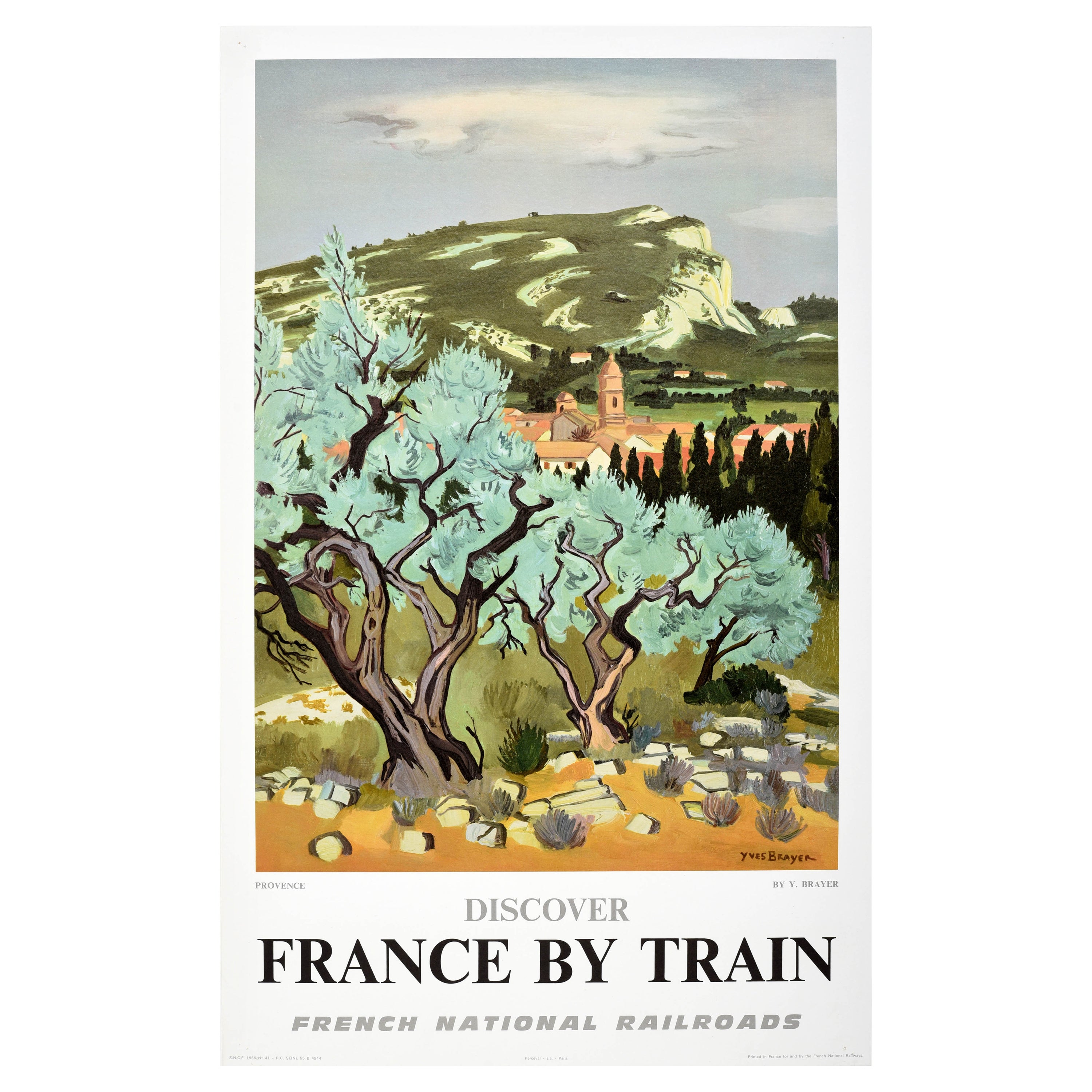 Original Vintage French Railway Travel Poster Provence Discover France By Train