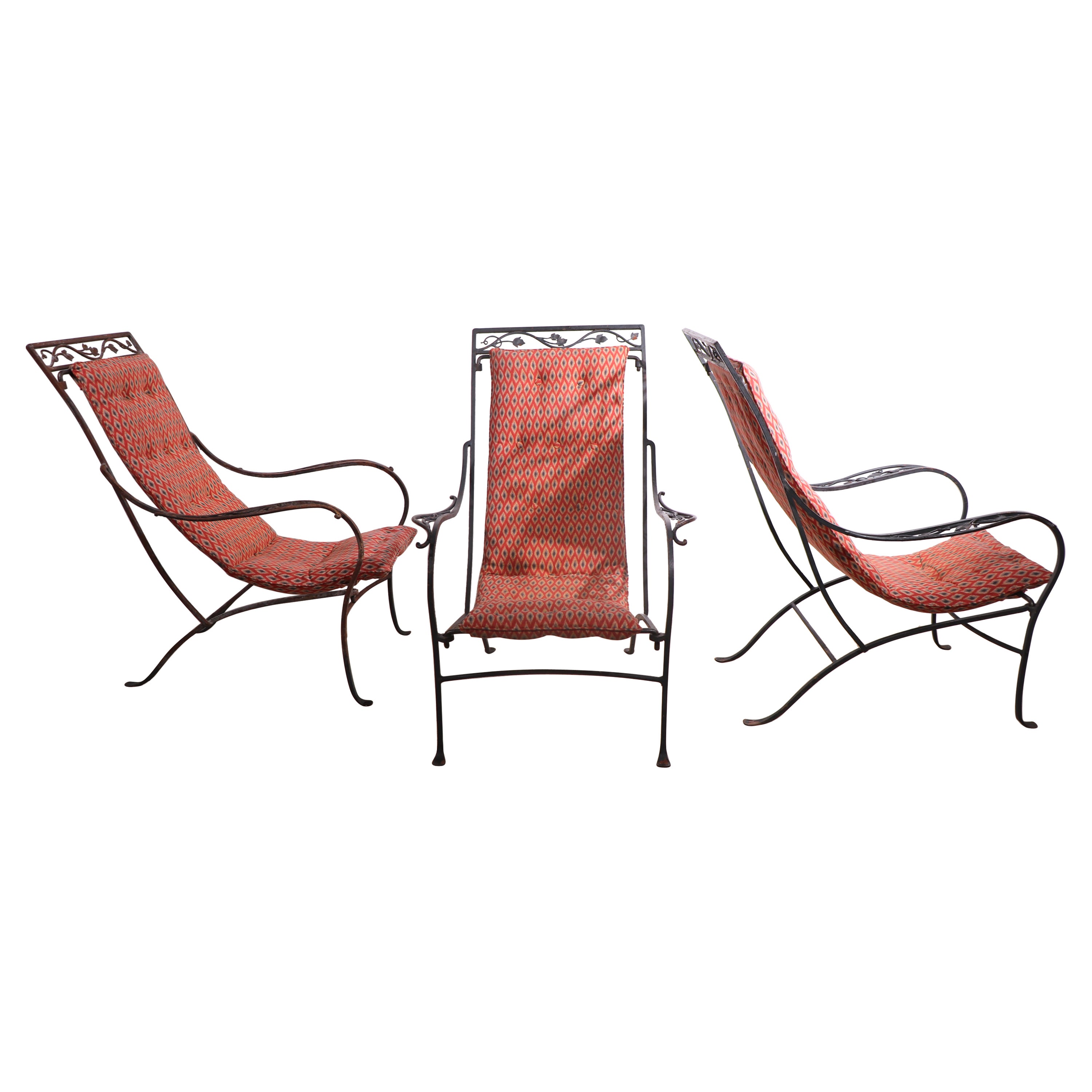 Set of Three Garden  Patio Poolside Sling Seat  Lounge Chairs by Salterini For Sale